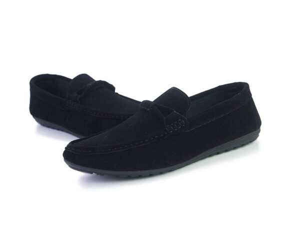 Wolven Handmad Men's Gons Grey Suede Bow Leather Loafers with Black TPR Sole (Copy) - Image 2
