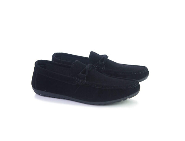 Wolven Handmad Men's Gons Grey Suede Bow Leather Loafers with Black TPR Sole (Copy) - Image 3