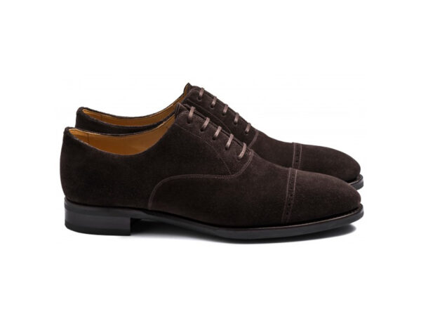 Wolven Handmad Men's Ocean Brown Suede Leather Brogue Lace-up with Black Rubber Sole - Image 2