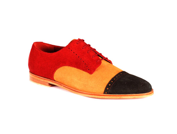 Wolven Handmad Men's Wedding Moes Multicolor Suede Lace-up with Sheet Sole