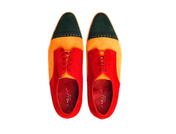 Wolven Handmad Men's Wedding Moes Multicolor Suede Lace-up with Sheet Sole - Image 3