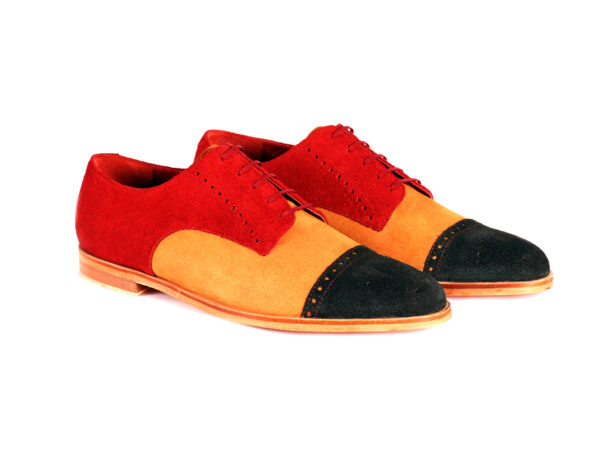 Wolven Handmad Men's Wedding Moes Multicolor Suede Lace-up with Sheet Sole - Image 4