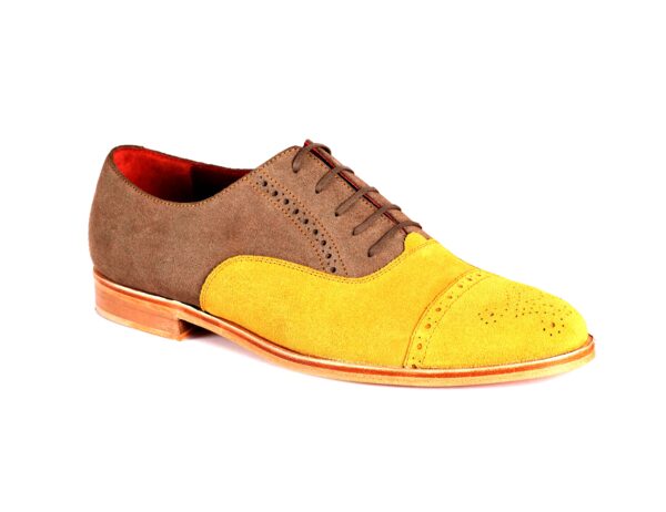 Wolven Handmade Men's Wedding Like Multicolor Suede Lace-up with Sheet Sole