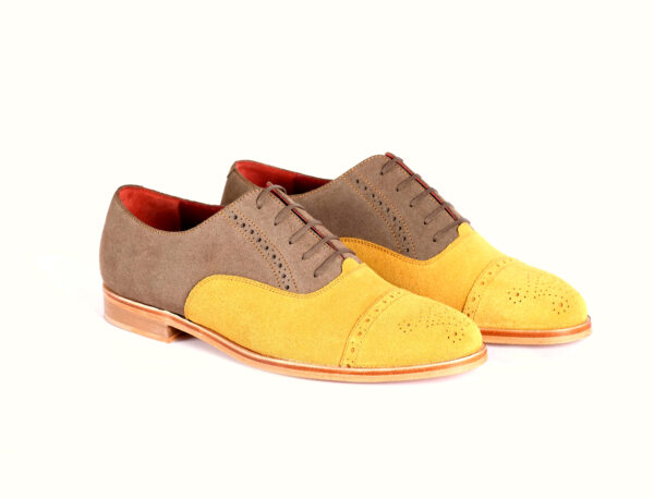 Wolven Handmade Men's Wedding Like Multicolor Suede Lace-up with Sheet Sole - Image 4