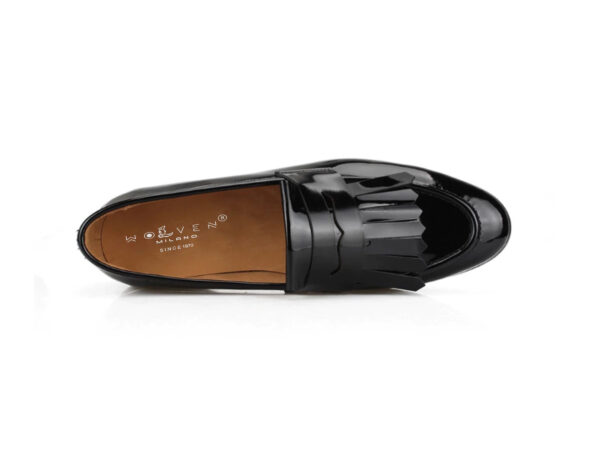 Wolven Handmade Men's Feel Black Patent Leather Bow Slip-on with Black Rubber Sole (Copy) - Image 5