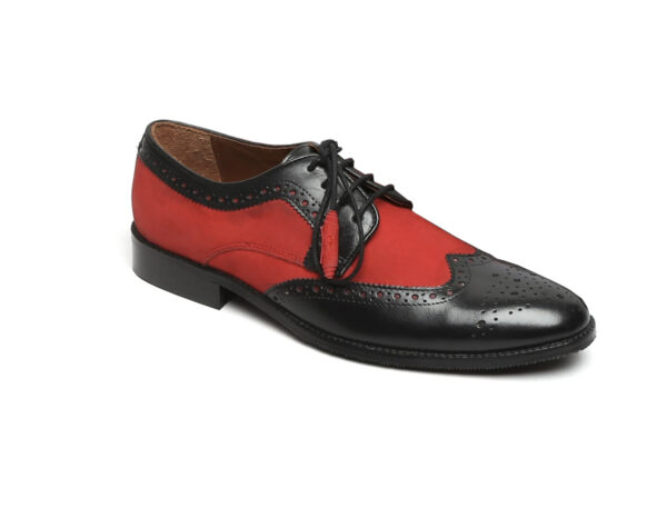 Wolven Handcrafted Men's Morgan red & Black Leather lace-up with Rubber Sole