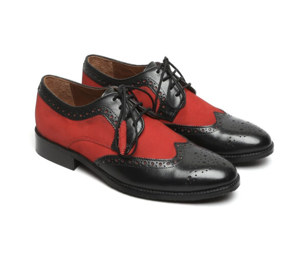 Wolven Handcrafted Men's Morgan red & Black Leather lace-up with Rubber Sole - Image 2