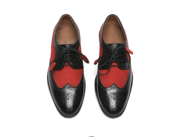 Wolven Handcrafted Men's Morgan red & Black Leather lace-up with Rubber Sole - Image 3