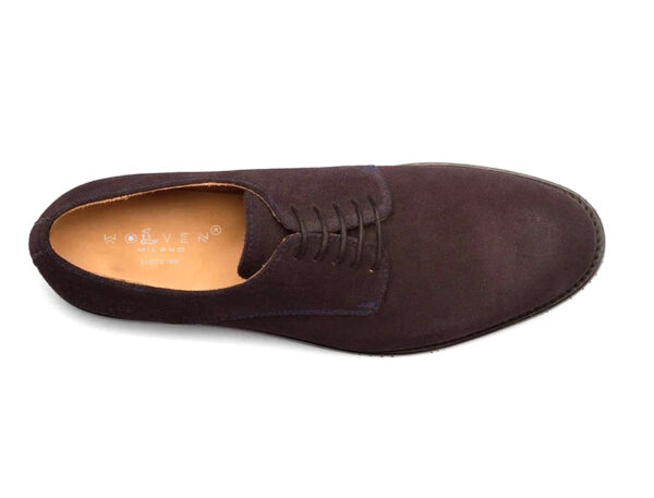 Wolven Handcrafted Men's Doriano Suede Brown Leather lace-up with Rubber Sole - Image 2