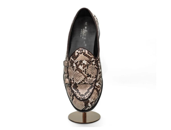 Wolven Handcrafted Men's Ostia Snake Print Leather Monk Slip-on with Rubber Sole - Image 4