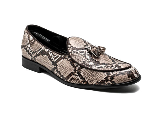 Wolven Handcrafted Men's Ostia Snake Print Leather Monk Slip-on with Rubber Sole (Copy)