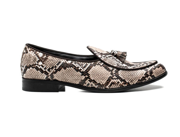 Wolven Handcrafted Men's Ostia Snake Print Leather Monk Slip-on with Rubber Sole (Copy) - Image 3