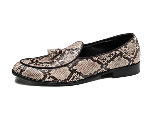 Wolven Handcrafted Men's Ostia Snake Print Leather Monk Slip-on with Rubber Sole (Copy) - Image 4