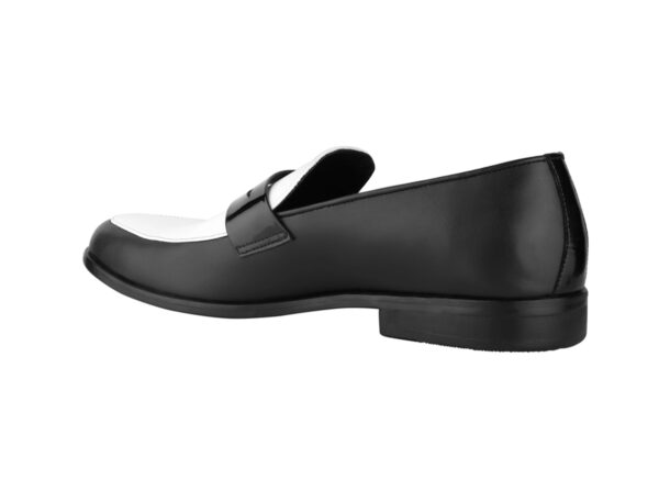 Wolven Handcrafted Men's Monza Black & White Wedding tie Loafers with Rubber Sole - Image 4