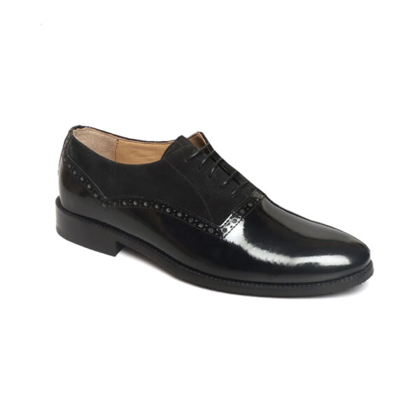 Wolven Handcrafted Men's Termoli Black Burnish Wedding lace-up with Rubber Sole
