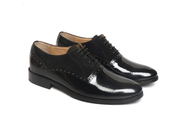 Wolven Handcrafted Men's Termoli Black Burnish Wedding lace-up with Rubber Sole - Image 2