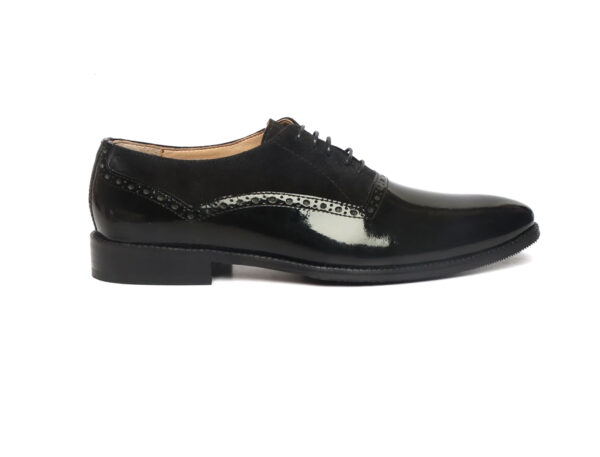 Wolven Handcrafted Men's Termoli Black Burnish Wedding lace-up with Rubber Sole - Image 3