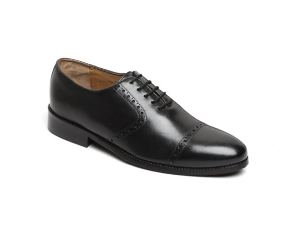 Wolven Handcrafted Men's Vicenza Black bruoge lace-up with Rubber Sole