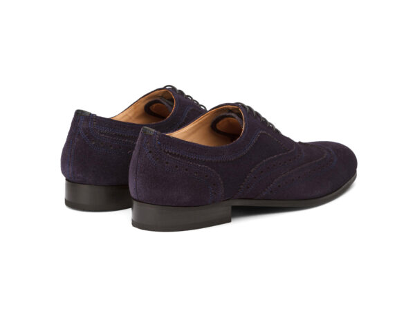 Wolven Handcrafted Men's Amalfi Suede Navy Blue Brogue lace-up with Rubber Sole - Image 5