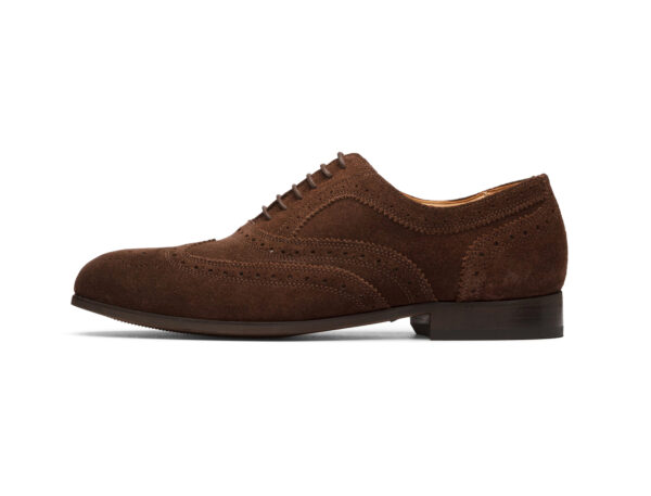 Wolven Handcrafted Men's Amalfi Suede Brown Brogue lace-up with Rubber Sole - Image 3