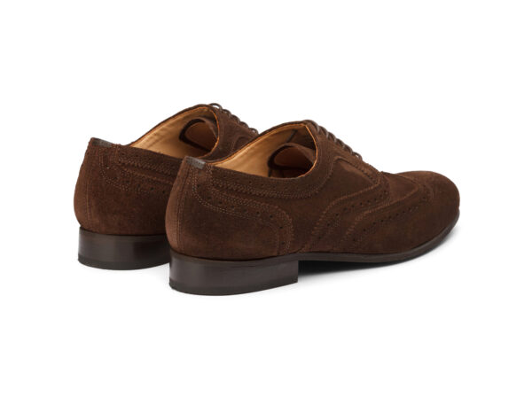 Wolven Handcrafted Men's Amalfi Suede Brown Brogue lace-up with Rubber Sole - Image 5