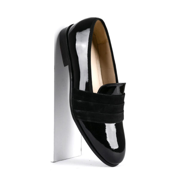 Wolven Handcrafted Men's Black Vieste Patent Leather Wedding Slip-on with Rubber Sole - Image 3