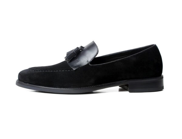 Wolven Handcrafted Black Men's Black Louis Calf Leather Slip-on with Rubber Sole - Image 5