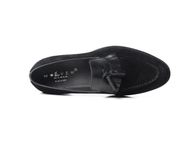 Wolven Handcrafted Black Men's Black Louis Calf Leather Slip-on with Rubber Sole - Image 4