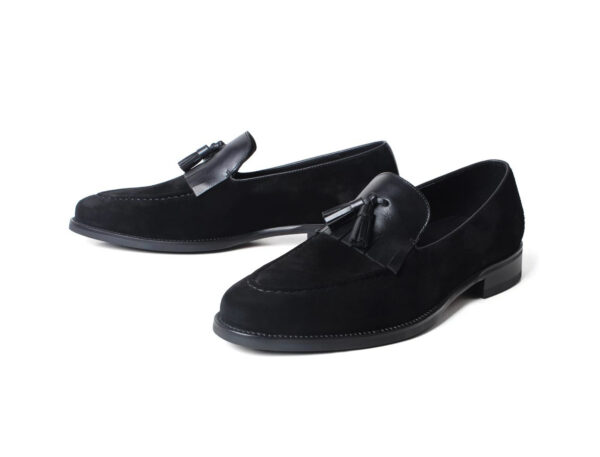 Wolven Handcrafted Black Men's Black Louis Calf Leather Slip-on with Rubber Sole - Image 2