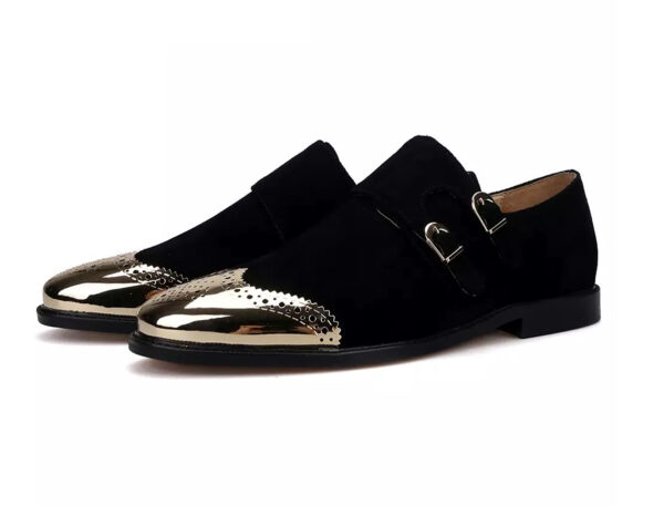 Wolven Handcrafted Black Men's Black Kingman Suede Leather Slip-on with Rubber Sole - Image 2