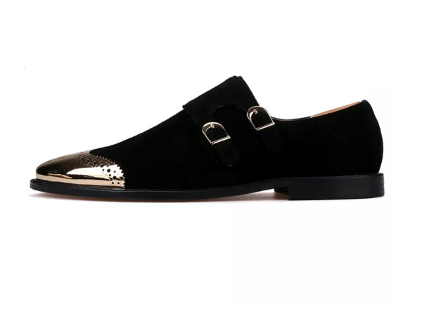 Wolven Handcrafted Black Men's Black Kingman Suede Leather Slip-on with Rubber Sole - Image 3