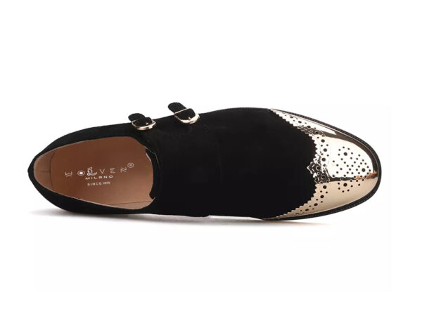 Wolven Handcrafted Black Men's Black Kingman Suede Leather Slip-on with Rubber Sole - Image 4