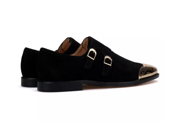 Wolven Handcrafted Black Men's Black Kingman Suede Leather Slip-on with Rubber Sole - Image 5