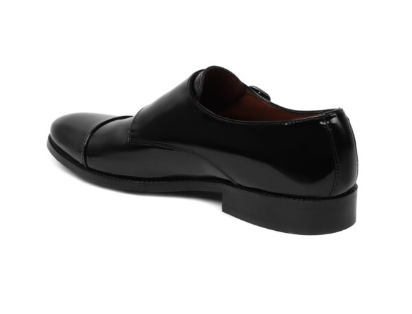 BLACK PATENT LEATHER ROUNDED CAP TOE DOUBLE MONK STRAP FORMAL SHOES BY WOLVENMILANO - Image 4