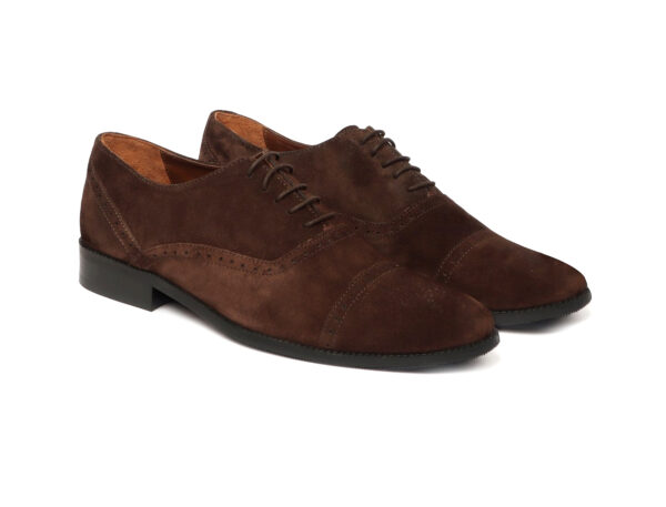 Wolven Handcrafted Divine Men's Brown Suede Brogues Lace-up with Rubber Sole - Image 2