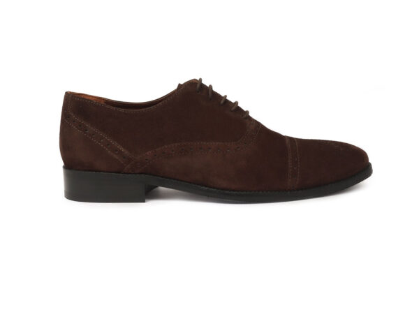 Wolven Handcrafted Divine Men's Brown Suede Brogues Lace-up with Rubber Sole - Image 3