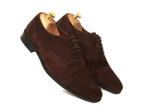 Wolven Handcrafted Divine Men's Brown Suede Brogues Lace-up with Rubber Sole - Image 5