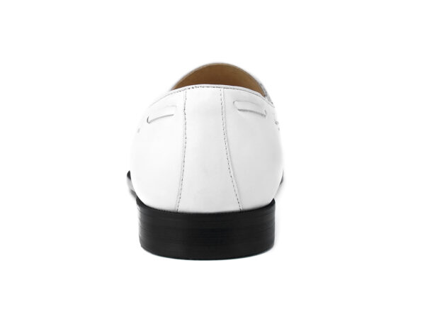 Wolven Handcrafted Men's Dibes White Leather Tassel Loafers with Rubber Sole - Image 5