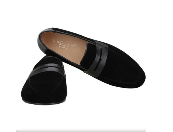 Wolven Handcrafted Men's Exio Black Suede Leather Tie Loafers with Rubber Sole - Image 5