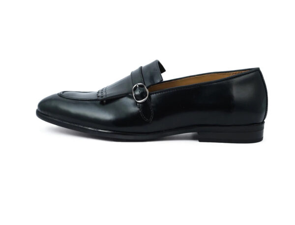 Wolven Handcrafted Men's Labain Calf Leather Monk Frings Loafers with Rubber Sole - Image 3