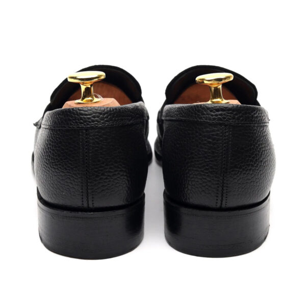 Wolven Handcrafted Men's Tran Black NDM & Suede Tie Slip-on with Rubber Sole - Image 6
