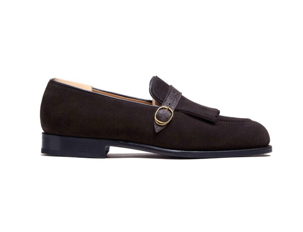 Wolven Handcrafted Men's Jeen Brown Suede Leather Fringe Loafers with Rubber Sole - Image 3