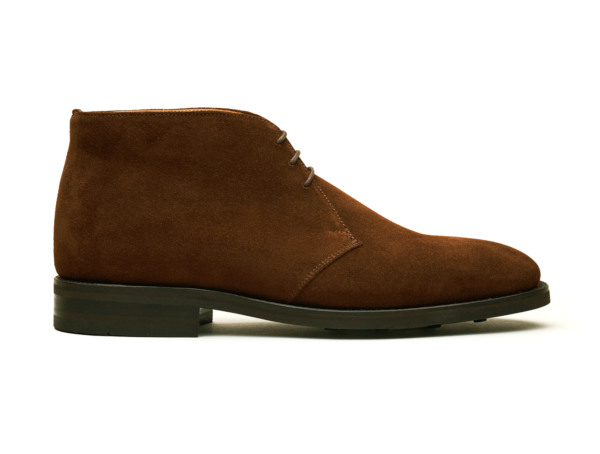 Wolven Handcrafted Men's Boss Tan Suede Chukka Boot with rubber sole - Image 2